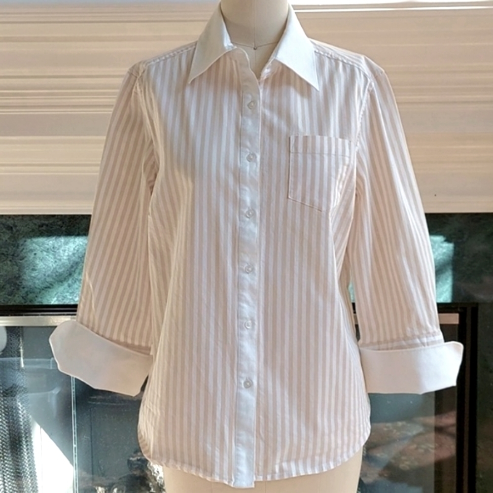 George ME Designs by Mark Eisen Striped Button Down Blouse